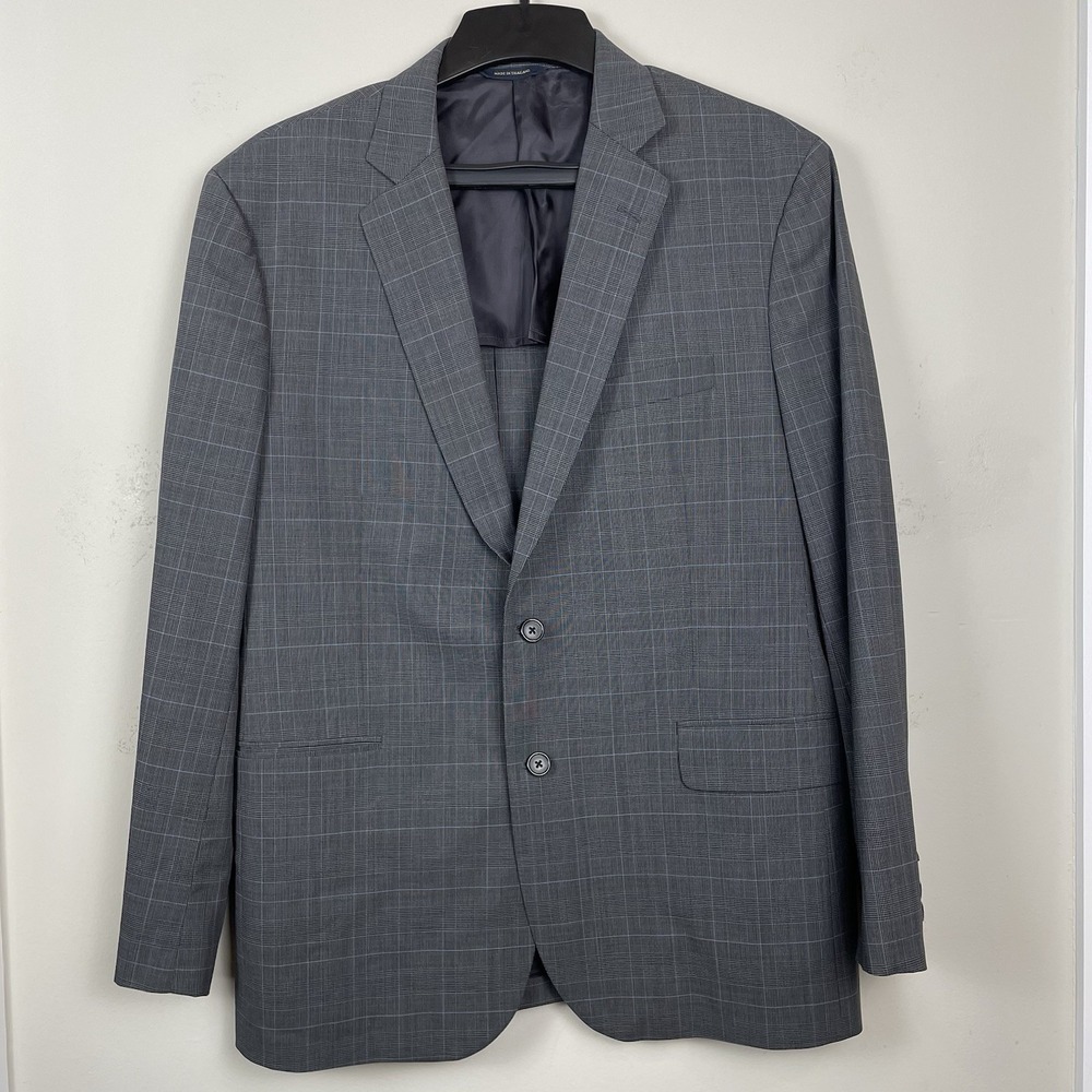 Brooks Brothers Madison Blazer Men 44R Grey Windowpane Glen Plaid BrooksCool
